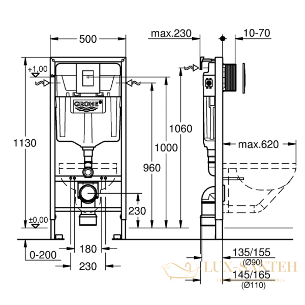 инсталляция для подвесного унитаза grohe rapid sl 39939000,3 в 1 комплект с черной матовой панелью смыва