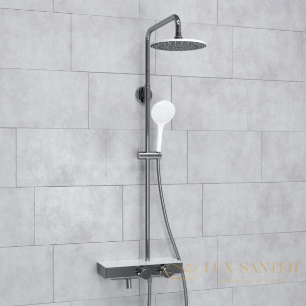 душевая система wasserkraft aller a113.067.155.ch thermo 225 мм, хром/белый