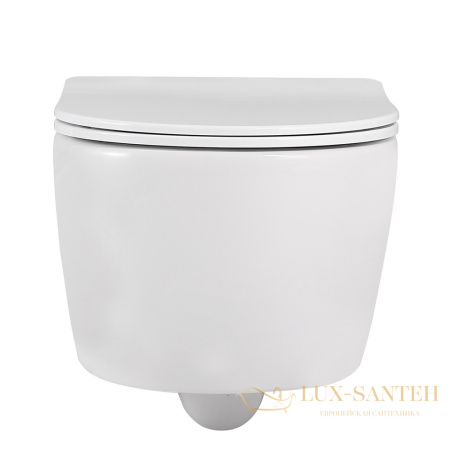 унитаз подвесной безободковый abber bequem ac1104, 53х36 см, белый глянцевый