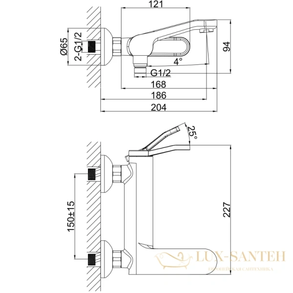 смеситель d&k venice.rialto da1063241 для ванны, хром