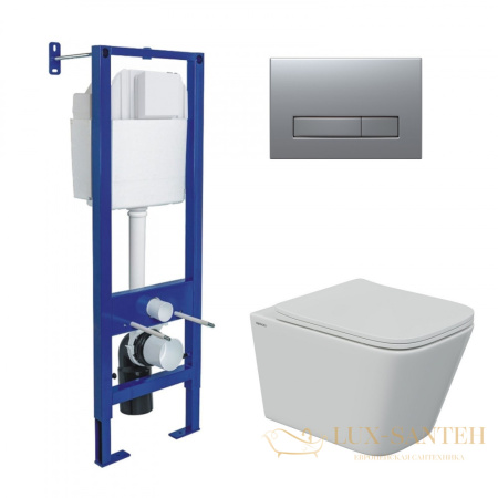 комплект berges 043347: подвесной унитаз floe s с системой инсталляции atom 410 и панелью смыва, хром матовый