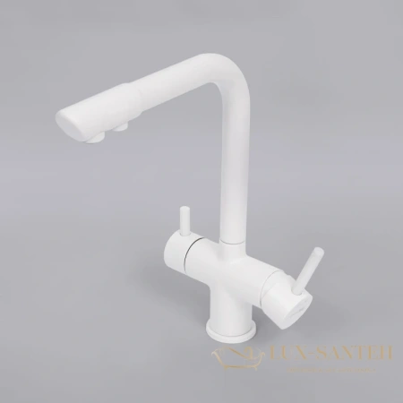 смеситель wasserkraft a8357 для кухни с подключением к фильтру, белый матовый