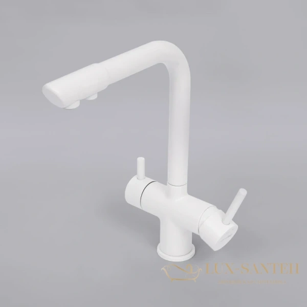 смеситель wasserkraft a8357 для кухни с подключением к фильтру, белый матовый