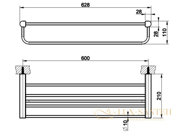 полка с полотенцедержателем gessi rilievo 59407.299 60 см, black xl