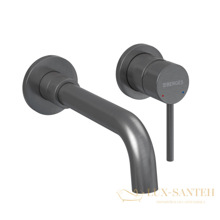 смеситель для раковины встраиваемый berges ventas r, 076016, оружейная сталь