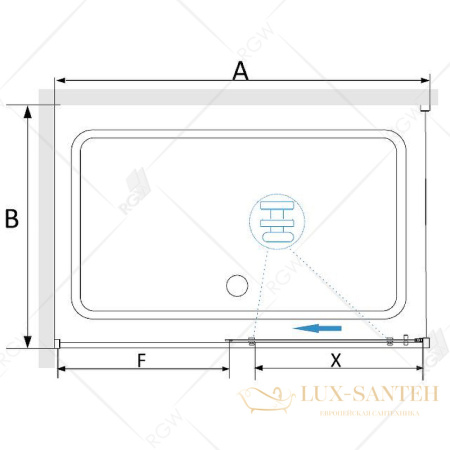 душевой уголок rgw stilvoll 32324284-014 sv-42b 140x80, профиль черный, стекло прозрачное