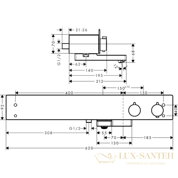 термостат для ванны hansgrohe showertablet 13109400, белый/хром