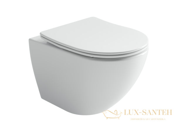 унитаз подвесной ceramica nova metropol cn4002t, смыв торнадо, безободковый, с сиденьем микролифт, белый