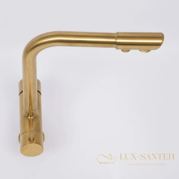 смеситель wasserkraft a8387 для кухни с подключением к фильтру, золотой матовый