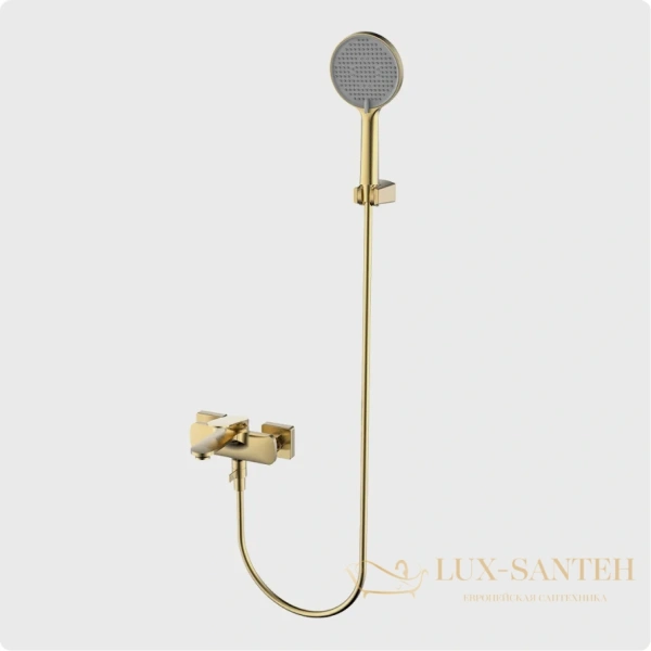 смеситель для ванны aquame imola aqm6712bg, с душевым набором, золото брашированное