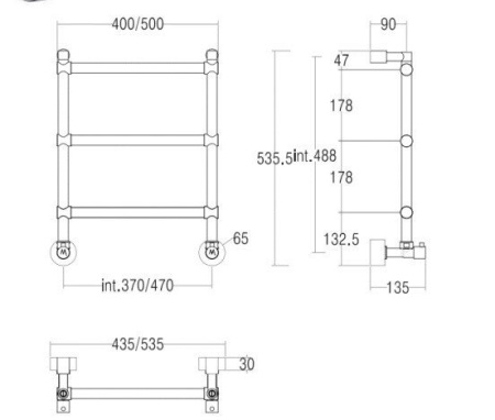 полотенцесушитель водяной margaroli sole 442-3 4424703cr, высота 54 см, ширина 53 см, хром