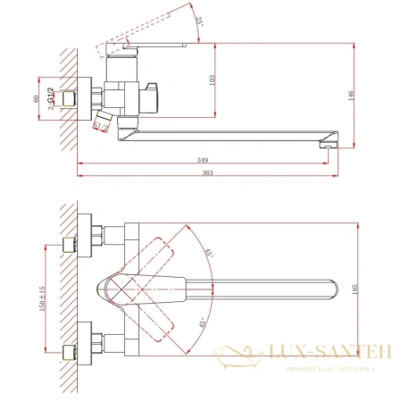 смеситель d&k bayern.furth da1523301 для ванны, хром
