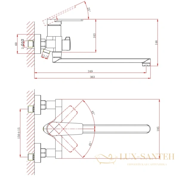 смеситель d&k bayern.furth da1523301 для ванны, хром