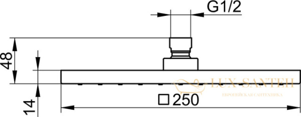верхний душ keuco edition 300, 53086030100, квадратный, 250 мм, бронза шлифованная