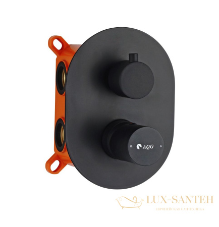 встраиваемый смеситель aqg tube 01tub351ng для душа на 2 выхода с дивертером, черный матовый