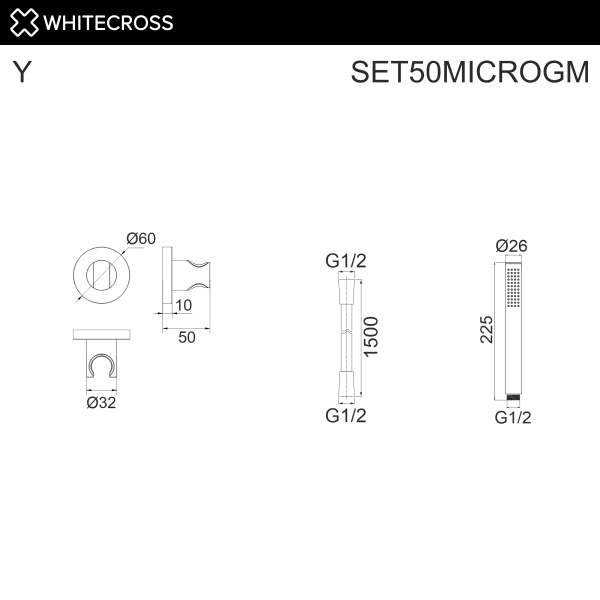 душевой набор whitecross, set50microgm, оружейная сталь