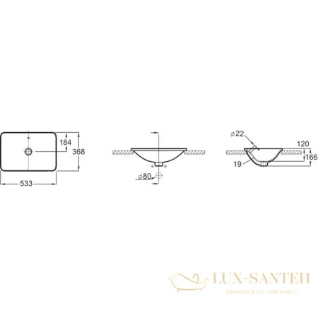 раковина jacob delafon carillon e96117-0 53,3x36,8 см, белый