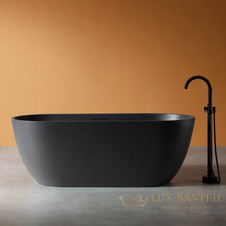 ванна свободностоящая из искусственного камня abber frankfurt am9941b, 170х75х60h см, черный матовый