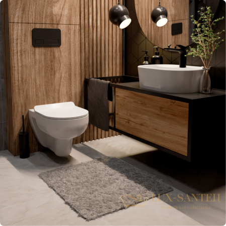 унитаз подвесной безободковый aquame aqm2008, с быстросъемным сиденьем softclose, белый глянцевый