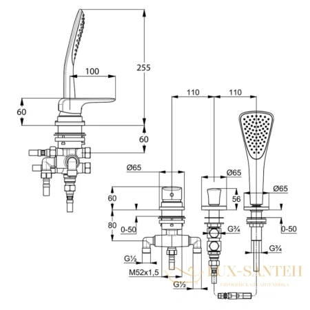 смеситель kludi ameo 414480575 на борт ванны, хром