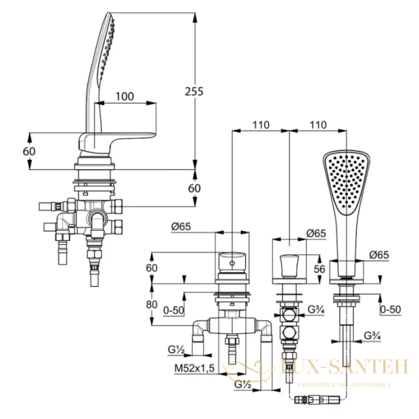 смеситель kludi ameo 414480575 на борт ванны, хром
