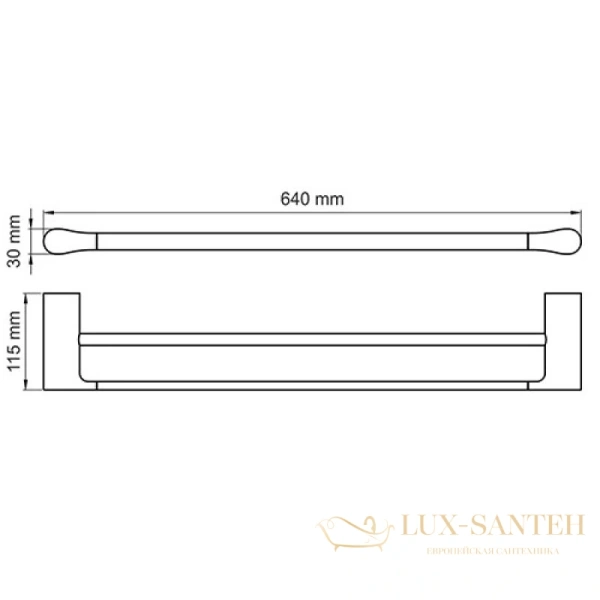полотенцедержатель wasserkraft wiese k-8940 64 см, оружейная сталь