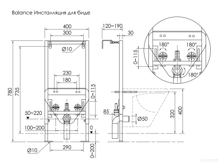 инсталляция для биде ceramica nova balance cn122001