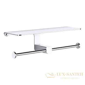 бумагодержатель двойной gessi rilievo 59450.279 с полочкой для телефона, white cn