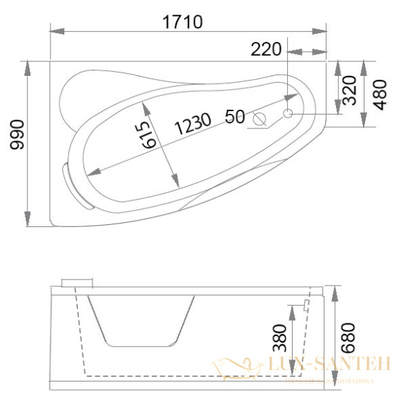 ванна акриловая гидромассажная gemy g9046 ii b l, белый