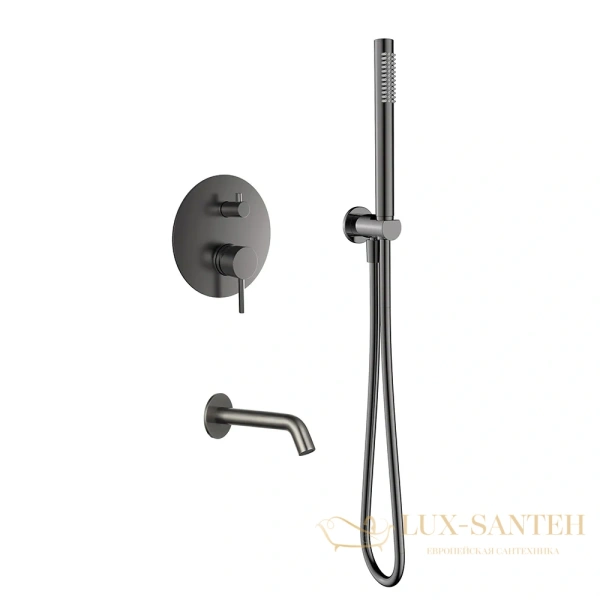 душевая система встраиваемая для ванны aquame aqm8406gm, оружейная сталь брашированная