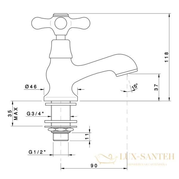 кран для холодной или горячей воды nicolazzi nuova brenta, 2517cr, хром