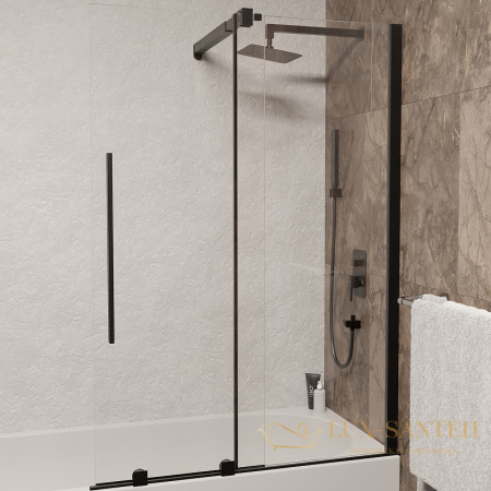 шторка rgw screens 41114710-14 на ванну sc-47b 100x150, профиль черный, стекло прозрачное