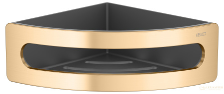 полка для душа угловая keuco elegance 11657250001, с пластиковой вставкой, латунь шлифованная/антрацит