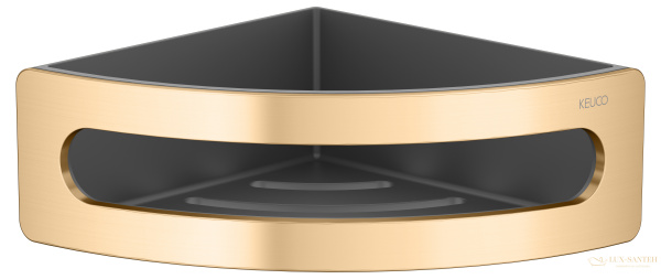 полка для душа угловая keuco elegance 11657250001, с пластиковой вставкой, латунь шлифованная/антрацит