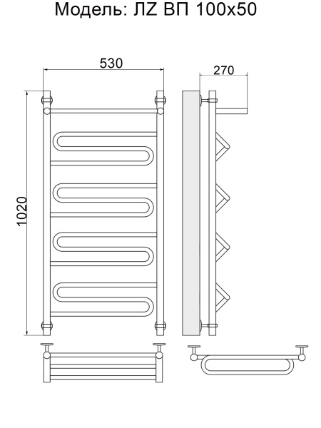 полотенцесушитель ника curve лz вп 100/50, цвет хром