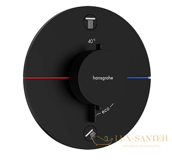 термостат для душа встраиваемый hansgrohe showerselect comfort s, 15554670, на 2 выхода, черный матовый
