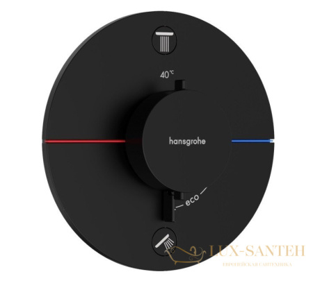 термостат для душа встраиваемый hansgrohe showerselect comfort s, 15554670, на 2 выхода, черный матовый