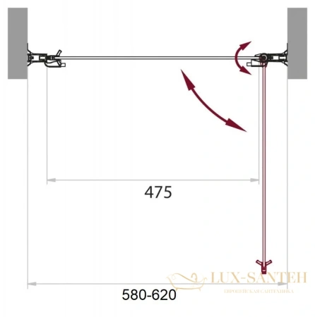 душевая дверь belbagno sela-b-1 sela-b-1-60-p-cr 60 см, стекло рифленое