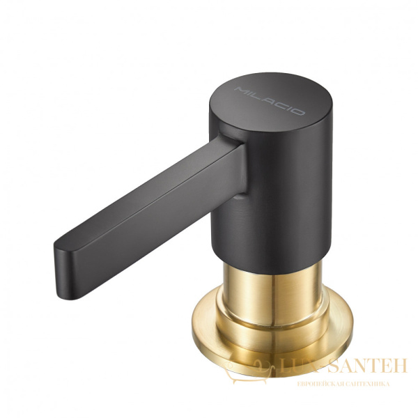 дозатор для жидкого мыла встраиваемый milacio mcu.933.bgd, черный матовый/золото брашированное