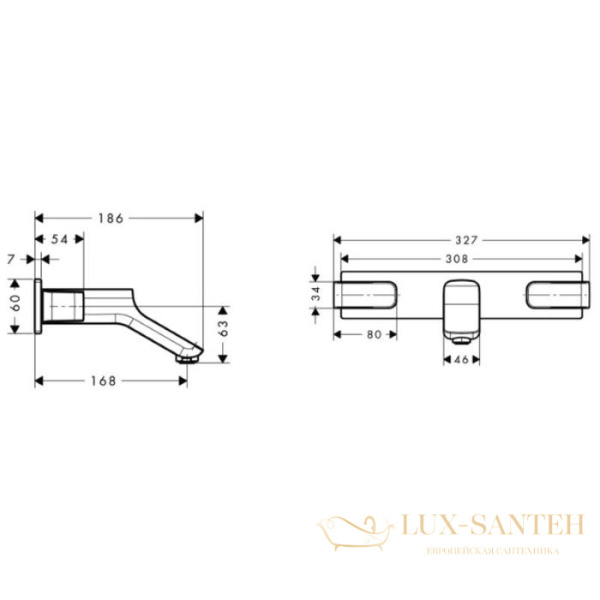 смеситель для раковины, встраиваемый, axor urquiola, 11042000, с донным клапаном (внешняя часть), хром