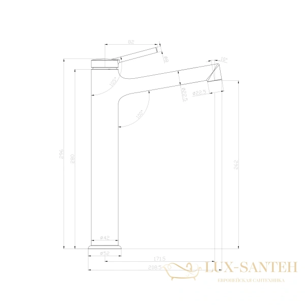 смеситель для умывальника lemark minima lm3809c высокий, монолитный, хром