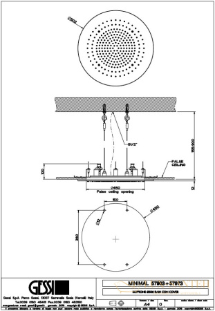 потолочная душевая система gessi inciso 57903.238 внутренняя часть, mirror steel