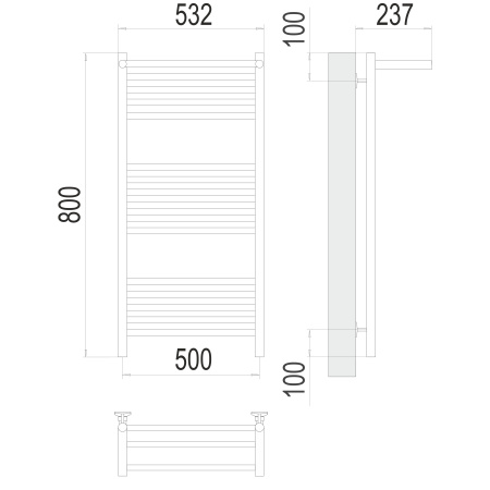 полотенцесушитель водяной terminus аврора 4670078529428 с полкой п16 500x800