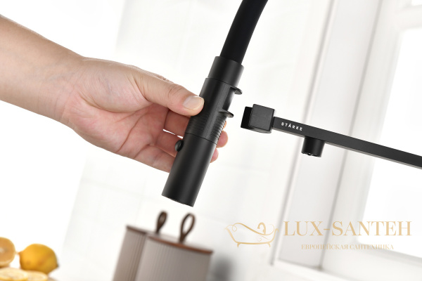 смеситель для кухни под фильтр с гибким изливом paulmark gravity gr213888-an, антрацит