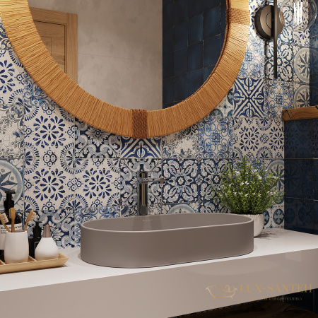 раковина накладная aqueduto espiral, esp0230, овальная 390*600, серый матовый