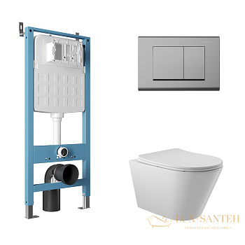 комплект aqueduto aqds101, инсталляция tecnica novo, панель смыва quadrado, хром, унитаз cone, сиденье микролифт, белый