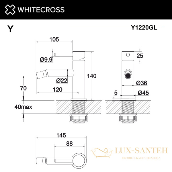 смеситель для биде whitecross y y1220gl, золото
