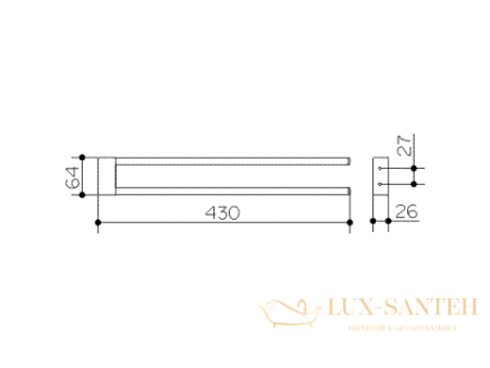 полотенцедержатель двойной поворотный keuco smart 430мм хром, арт. 02318010000