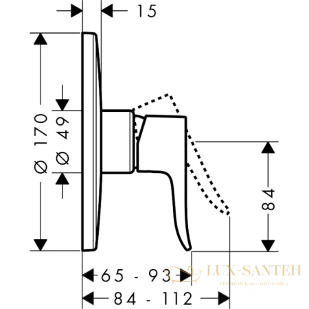 смеситель для душа hansgrohe metris 31652000, хром