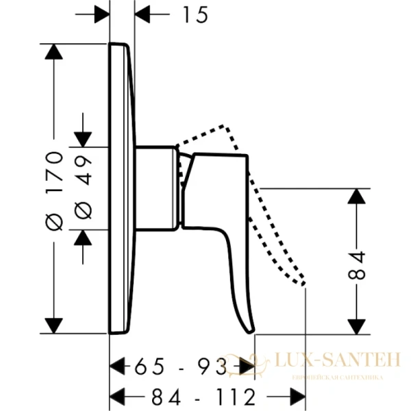 смеситель для душа hansgrohe metris 31652000, хром